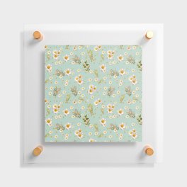White Daisies Floral Pattern Seamless Sage Olive Green Floating Acrylic Print
