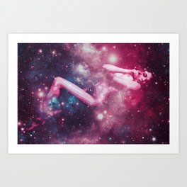 Celestial Bodies : Galaxy Woman Magenta Purple Blue Art Print