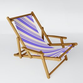 [ Thumbnail: Medium Slate Blue and Beige Colored Lines/Stripes Pattern Sling Chair ]
