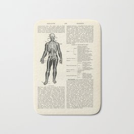 Vintage Dictionary Page Anatomy Skeleton  Bath Mat