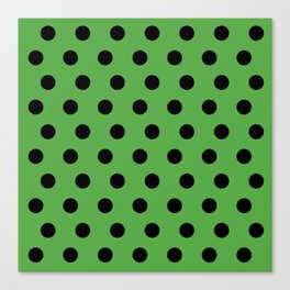 Classic Polka Dot_ Black Medium Green Kiwi Green Grass Green Canvas Print