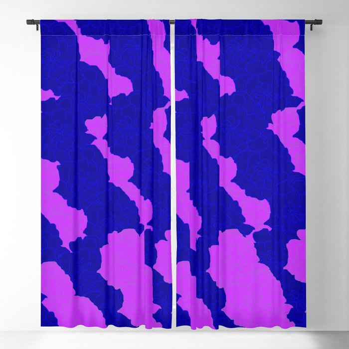 Lavender & Blue Flower Collage Blackout Curtain