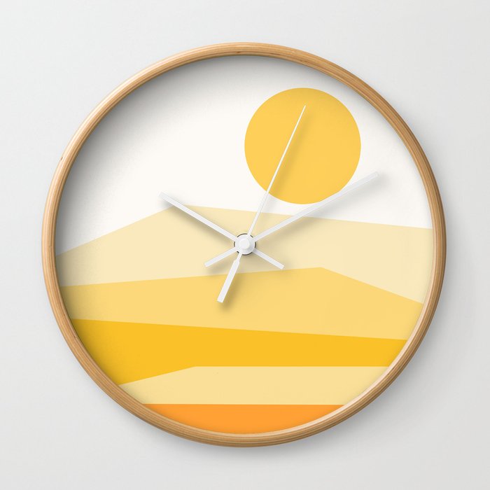 Abstract Landscape 09 Yellow Wall Clock