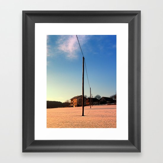 Powerline, sundown and winter wonderland | landscape photography Framed Art Print