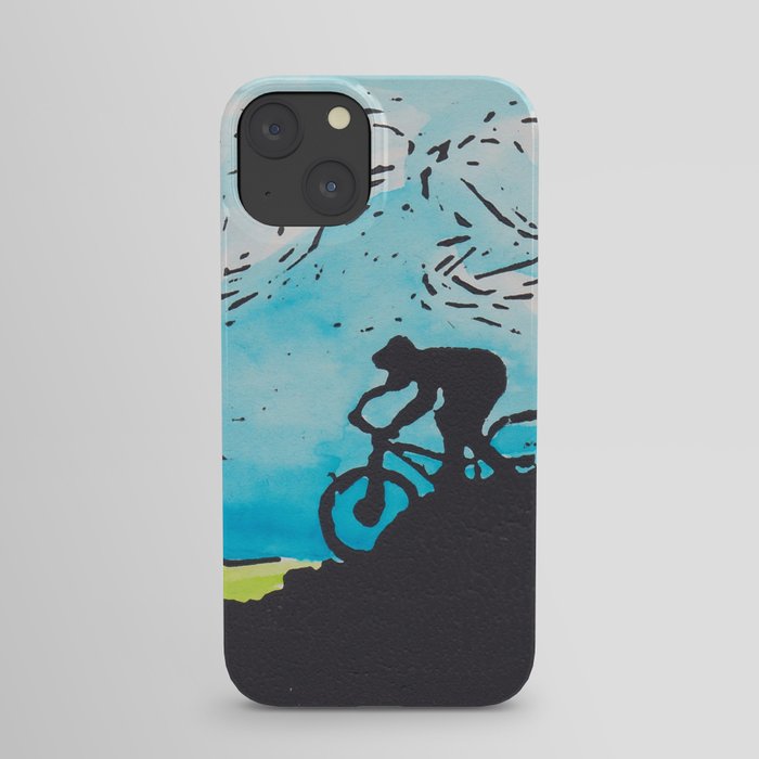 Mountain Biking Linoprint iPhone Case
