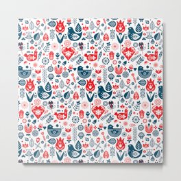 Scandinavian Red Blue Metal Print | Super, Great, Lion, Wild, Graphicdesign, Steffen, Rendeer, Mushroom, Dove, Pet 