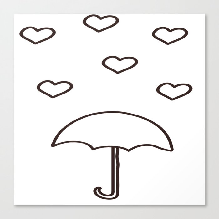 Minimal Designs: Heart and Umbrella Line Art Canvas Print