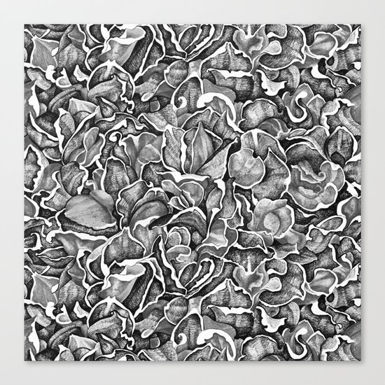 In the Strange Garden | Floral pattern, b/w Canvas Print