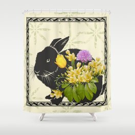 Bunny with Spring Flowers Shower Curtain