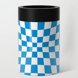 Blue Op Art Check or Checked Background. Can Cooler