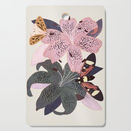 Lilies and butterflies insects Cutting Board