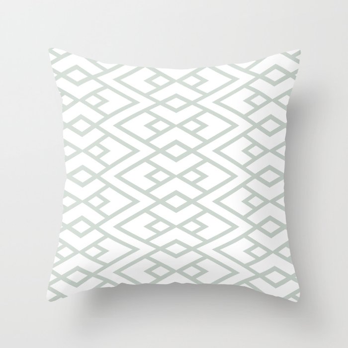 Pastel Green and White Diamond Shape Pattern Behr 2022 Color of the Year Breezeway MQ3-21 Throw Pillow