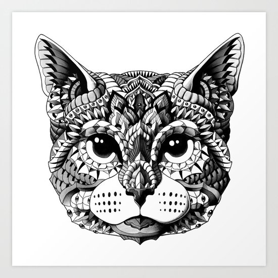 Cat Head Art Print