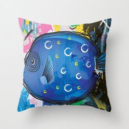 Blue Tang Fish Art  Throw Pillow