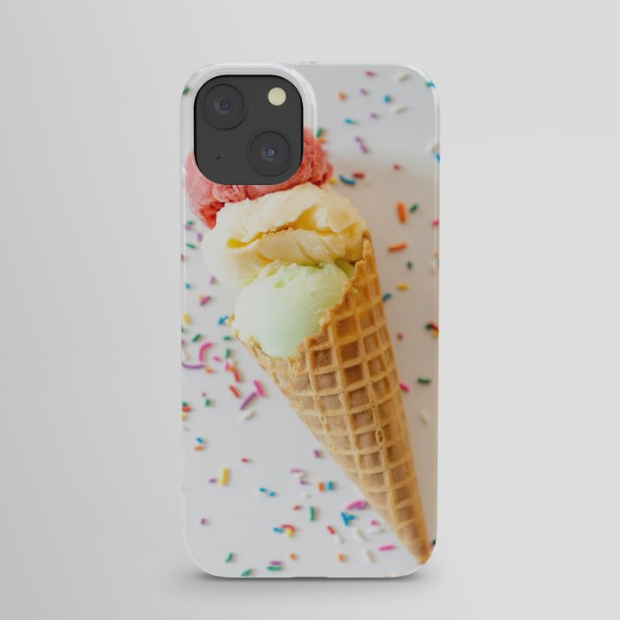 Summer Gelato, Ice Cream Cone, Rainbow Sprinkles iPhone Case