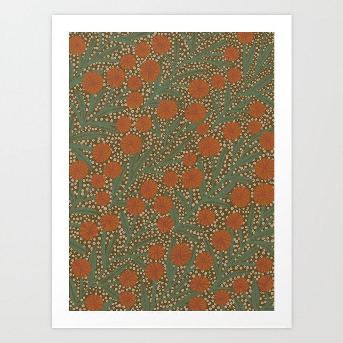 Summer Garden / Green & Orange Art Print