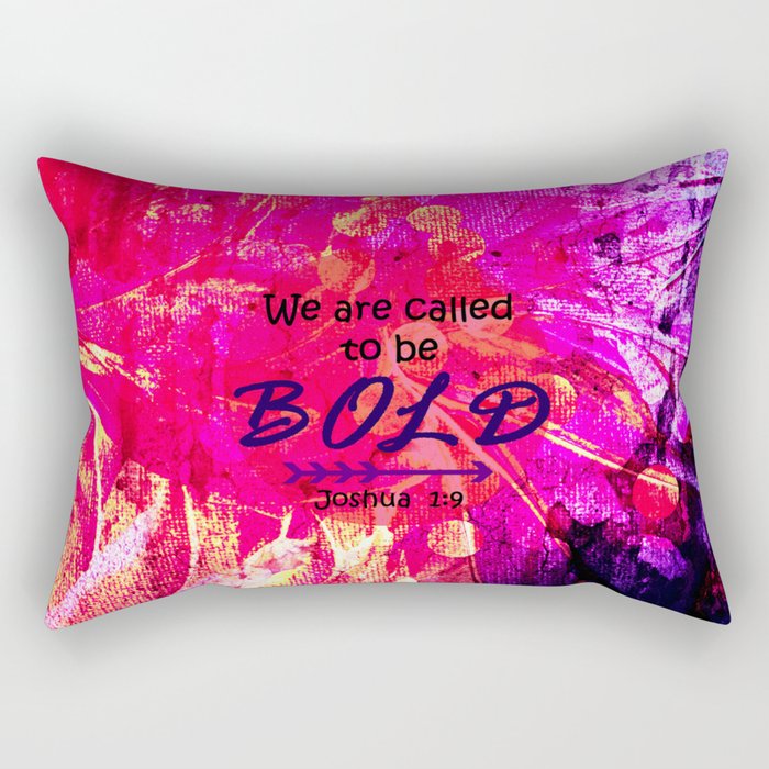 CALLED TO BE BOLD Floral Abstract Christian Typography Scripture Jesus God Hot Pink Purple Fuchsia Rectangular Pillow
