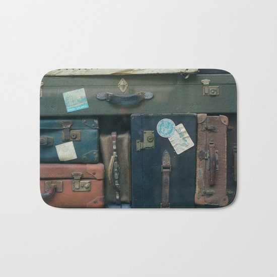 Stack of luggages Bath Mat