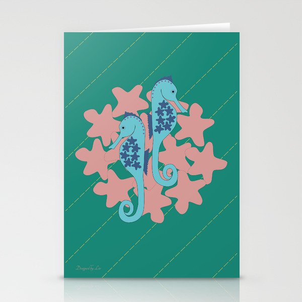 Twisted Seahorses Stationery Cards by Designed by Liv Stationery Cards