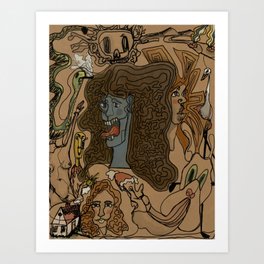 Continuous Line Art: “Smoking Serpents Left Behind” Art Print
