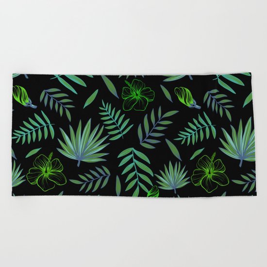 GREEN LEAVES PATTERN Beach Towel