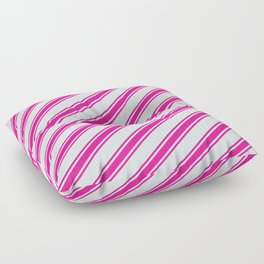 [ Thumbnail: Light Cyan and Deep Pink Colored Stripes/Lines Pattern Floor Pillow ]