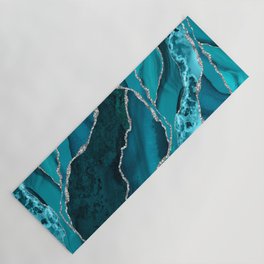Ocean Waves Marble Teal Yoga Mat