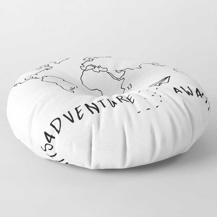 Adventure Map on White Floor Pillow