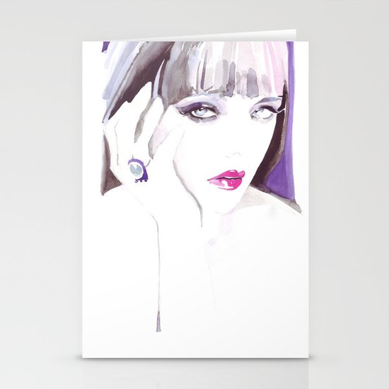 Fashion illustration in watercolors and ink Stationery Cards