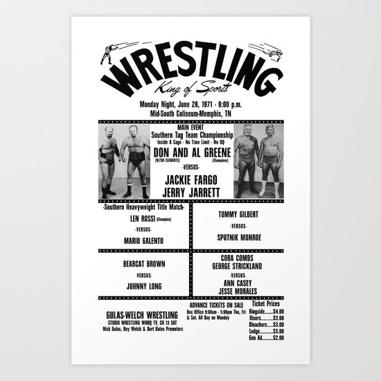 #14 Memphis Wrestling Window Card Art Print