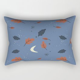 Blue Navy Autumn Leaves Rectangular Pillow