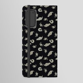 Creepy Objects - Skulls Spiders Ravens - Silver and Black Android Wallet Case