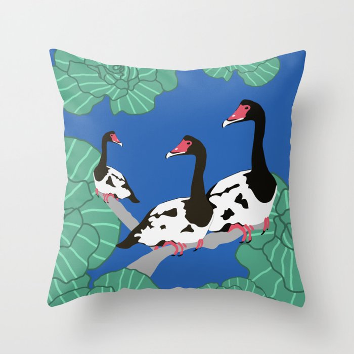 Magpie Geese for Lauren Throw Pillow