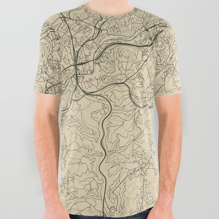 Wuppertal - Germany | City Map Design - Deutschland All Over Graphic Tee