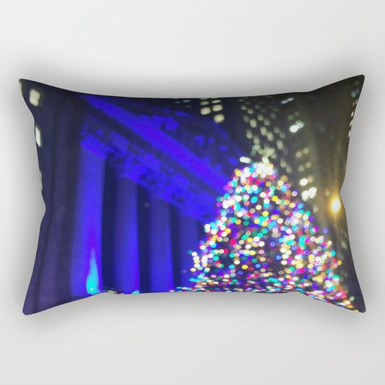 Wall Street Christmas, NYC Holiday Tree Lights Rectangular Pillow