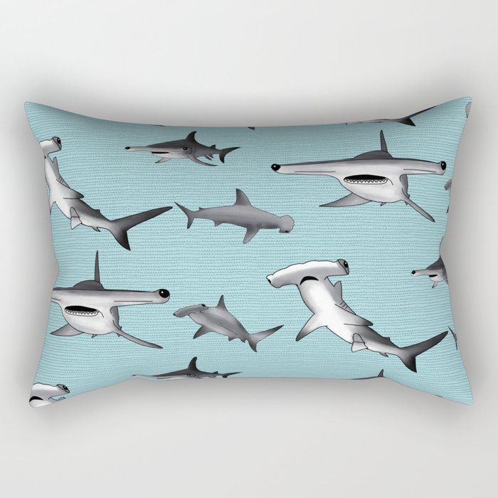 Hammerrhead shark pattern on waterspout blue Rectangular Pillow