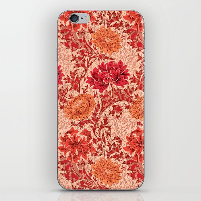 William Morris Chrysanthemums, Coral Orange iPhone Skin