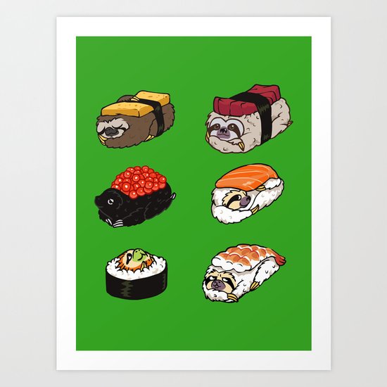 Sushi Sloth Art Print
