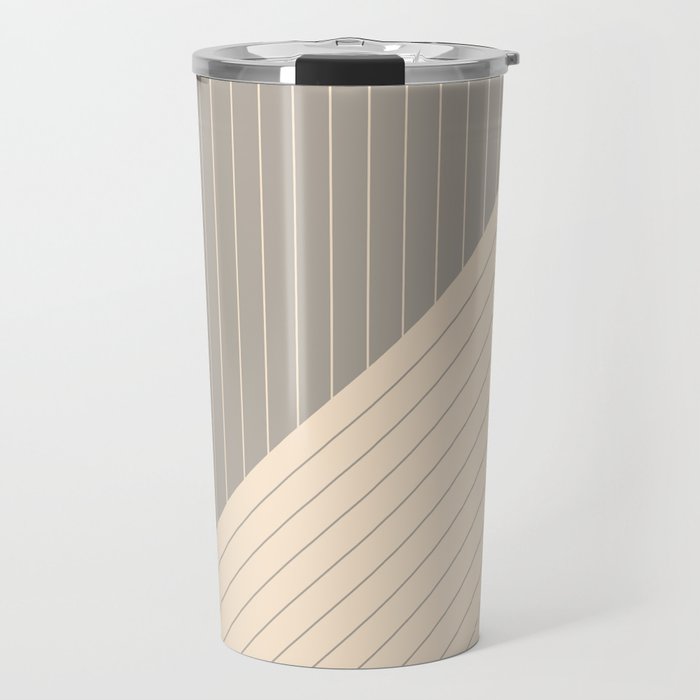 Elegant Pinstripes and Triangles Beige Gray Grey Travel Mug