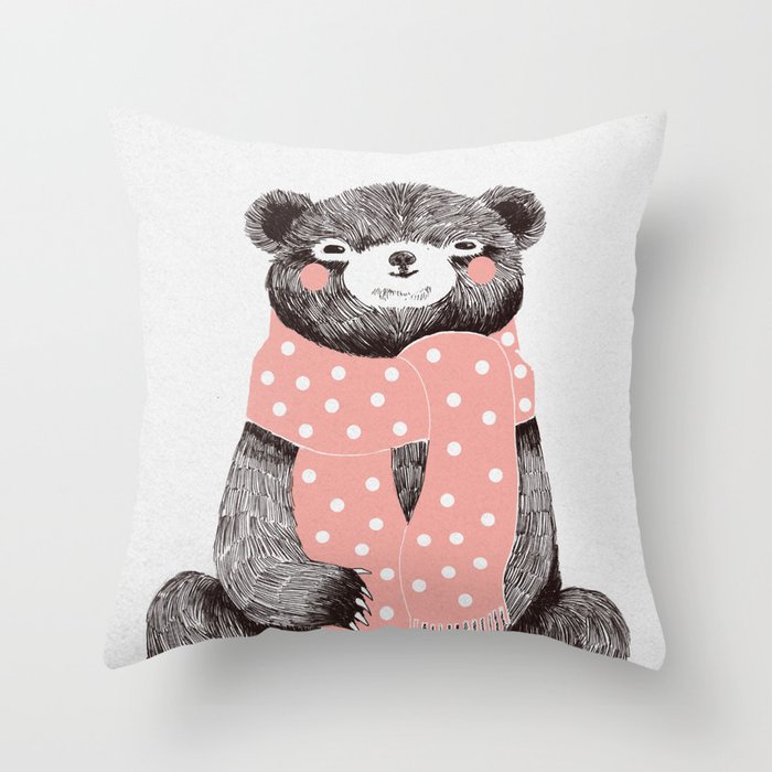 OSO, the bear with the big scarf.  Throw Pillow