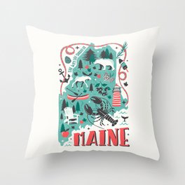 Maine Map Throw Pillow