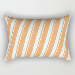 [ Thumbnail: Brown & Light Cyan Colored Lined/Striped Pattern Rectangular Pillow ]