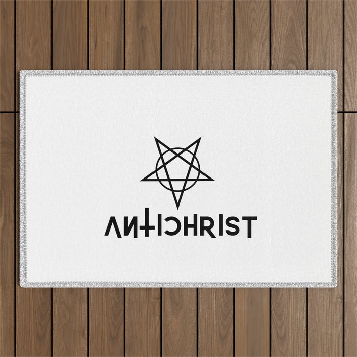 Antichrist inverted pentagram Outdoor Rug