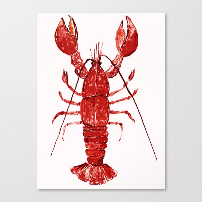 Red Lobster nautical seascape Canvas Print