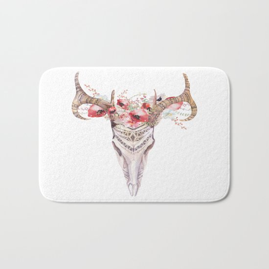 Poppy Tribal Skull Bath Mat