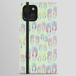 Sizzlin Summer flip flop Toss in green iPhone Wallet Case