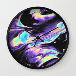 CHILD I WILL HURT YOU Wall Clock | Holographic, Graphite, Pattern, Marble, Oilspill, Watercolor, Space, Acrylic, Iridescent, Digital 