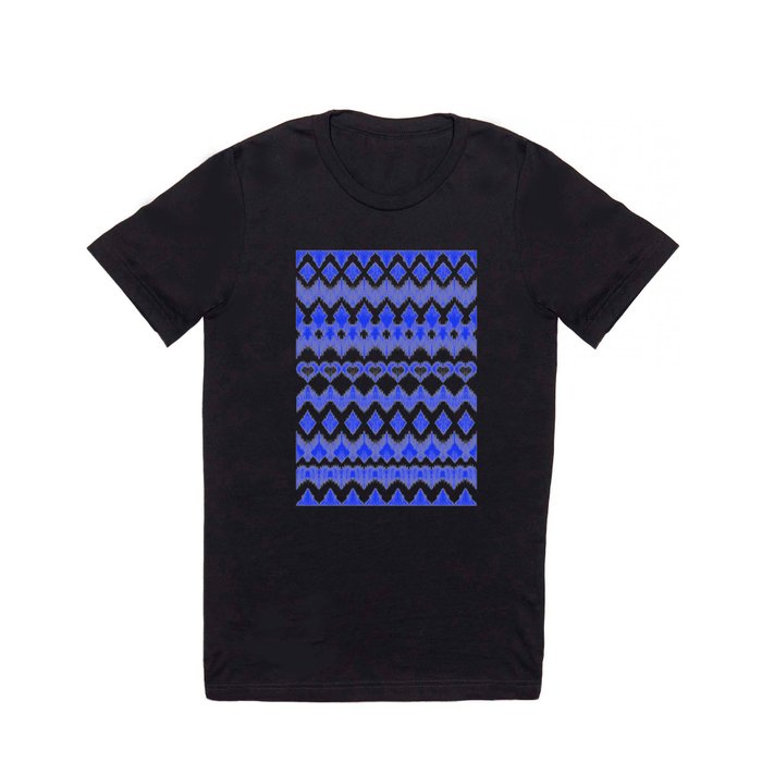 Ikat Pattern in Cobalt Blue & White T Shirt
