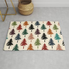 Colorful retro pine forest 10 Rug