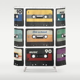 Colorful music audio cassette  Shower Curtain